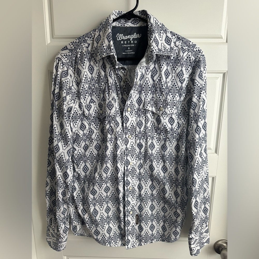 WRANGLER RETRO MEN'S PREMIUM GEO PRINT LONG SLEEVE SNAP WESTERN SHIRT NWOT